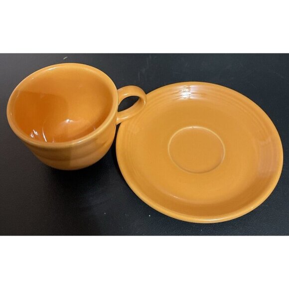 Fiestaware Tangerine Orange Teacup Saucer Fiesta HLC USA Cup Plate Mug 2013 BBBC - Picture 3 of 5